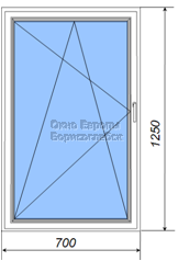 Пластковое окно с одной открывающейся створкой