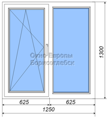 Пластковое окно с одной открывающейся створкой
